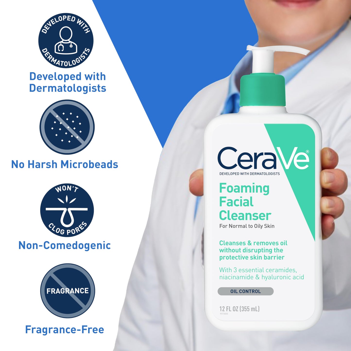 CeraVe Foaming Face Wash Facial Cleanser for Normal to Oily Skin 237ML