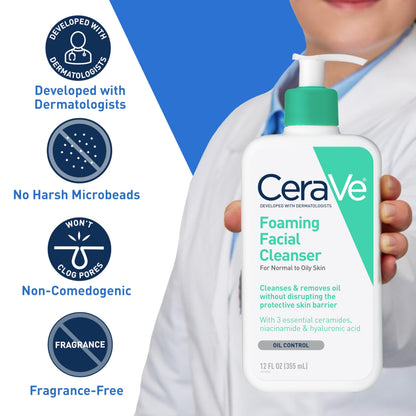 CeraVe Foaming Face Wash Facial Cleanser for Normal to Oily Skin 237ML