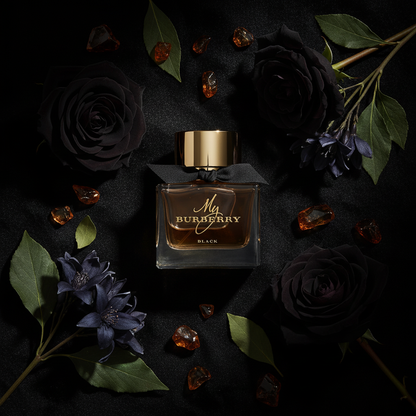 My Burberry Black – Black Velvet Flat Lay