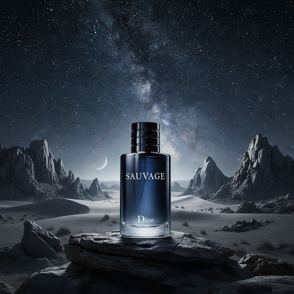 Dior Sauvage desert landscape starry night