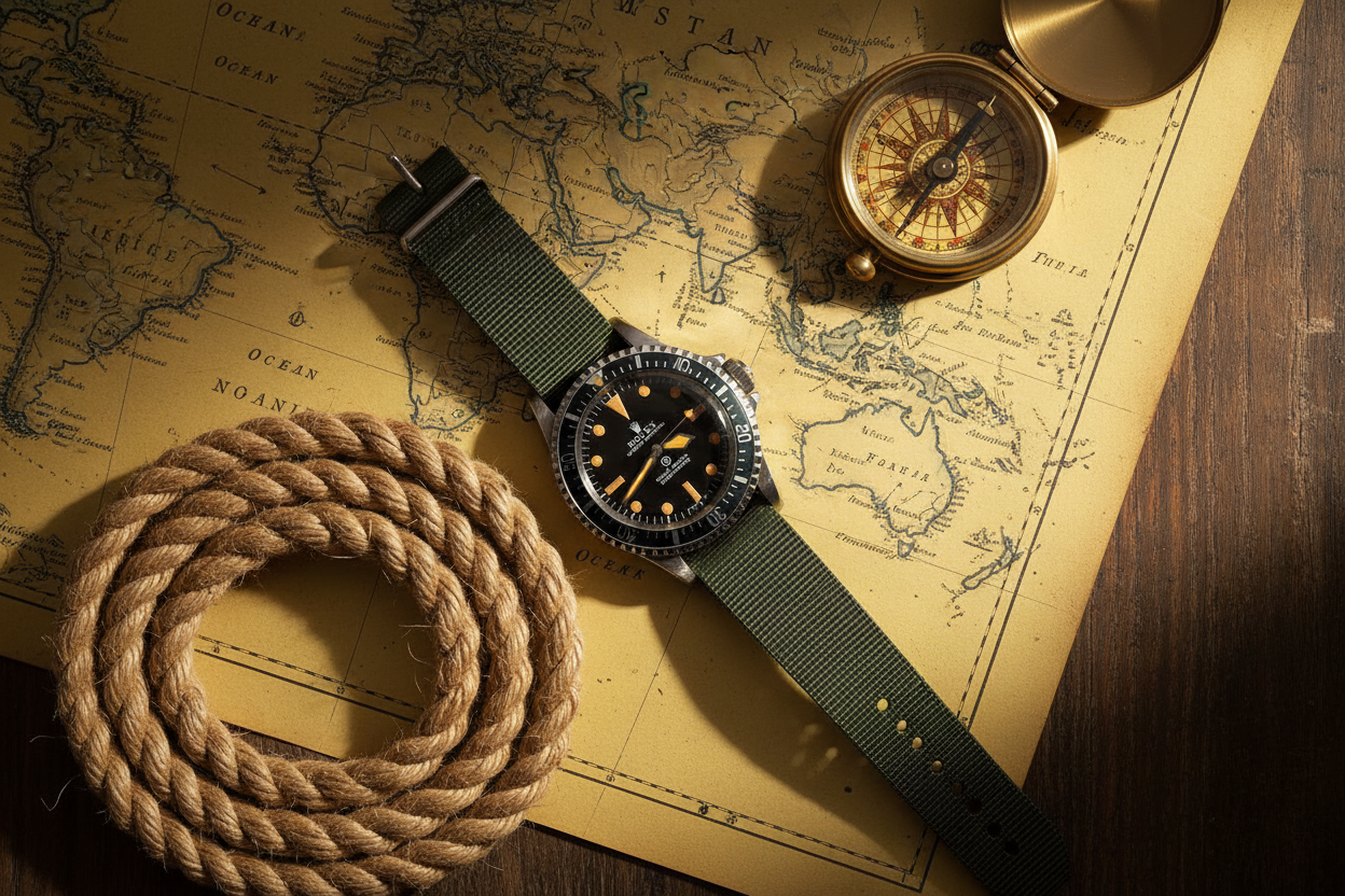 Rolex Submariner with nautical props