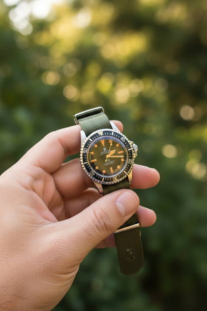 Rolex Submariner held outdoors