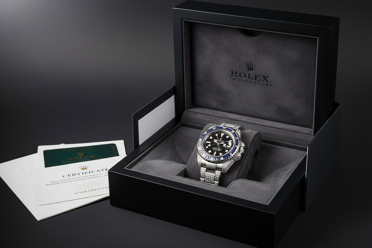 Rolex GMT-Master II in premium black watch box