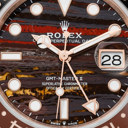 Rolex GMT-Master II Tiger Iron dial macro close-up
