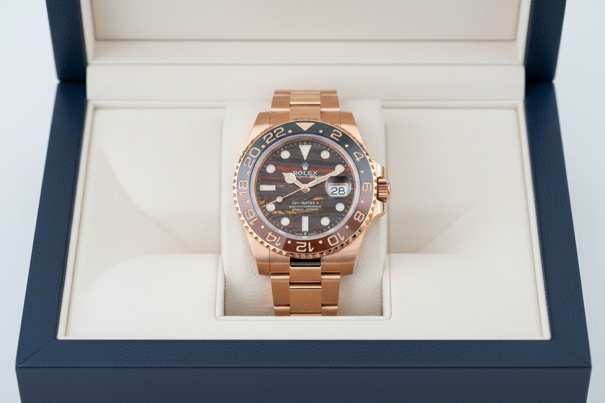 Rolex GMT-Master II in luxury watch box